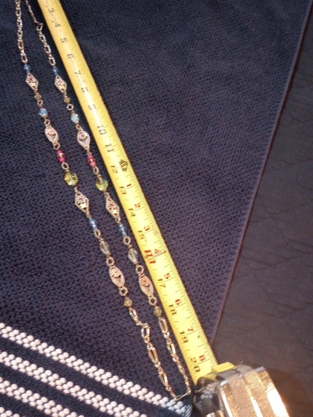 Brighton Silver-Tone Multicolor Bead Station Necklace - Blue Green Pink Yellow - Picture 6 of 8